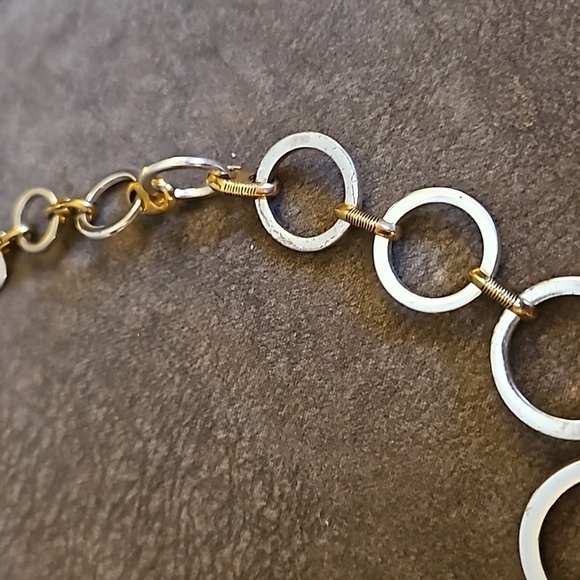 VTG 1990s Lauren Ralph Lauren Circle Link Two-tone Mixed Metal Chain Necklace - Picture 5 of 7